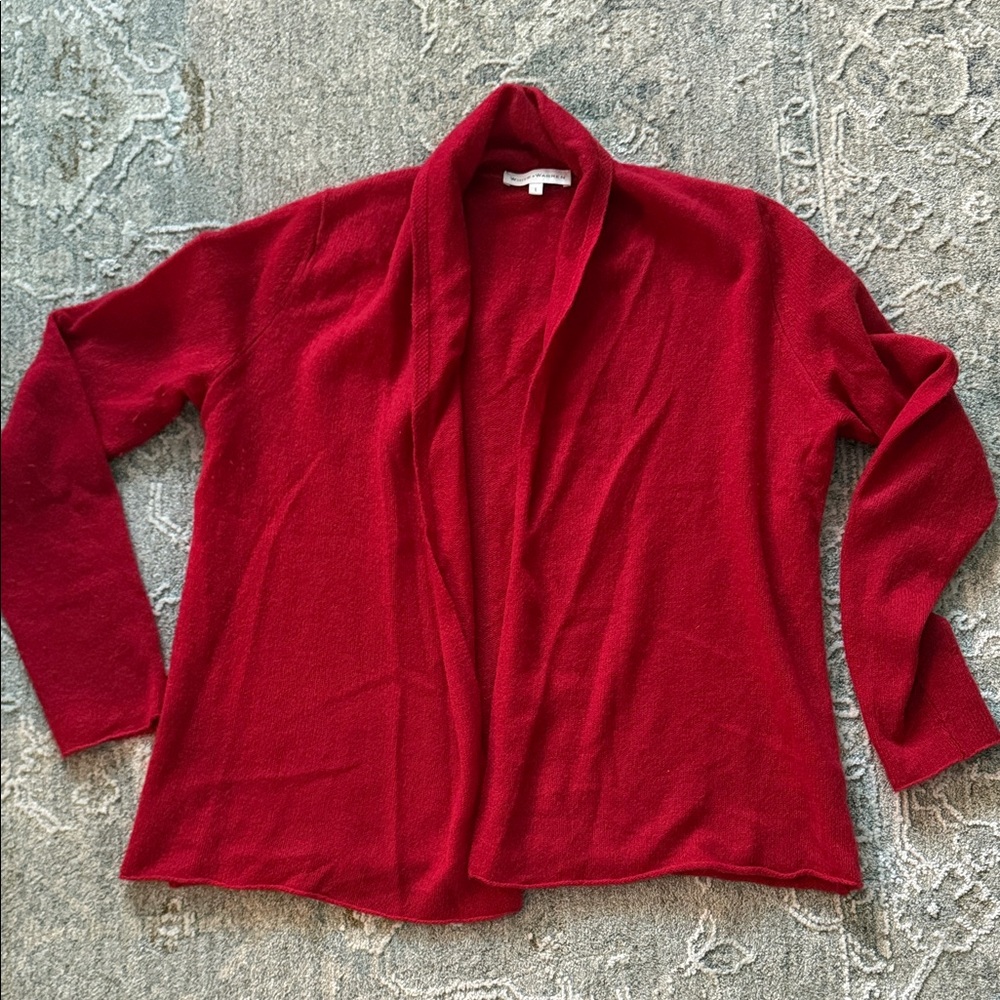 White + Warren 100% Cashmere Rich Red Cardigan